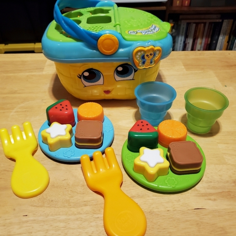 LeapFrog Shapes and Sharing YELLOW Picnic Basket **USED**